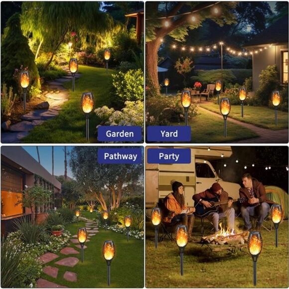 Solar Torch Light with Flickering Flame, 12Pack Solar Lights Outdoor - Picture 9 of 14